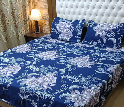 Luxurious 3D-Crystal Cotton Bedsheet Set: Lifetime Color and Fabric Guarantee, 3-Piece Bedding Ensemble