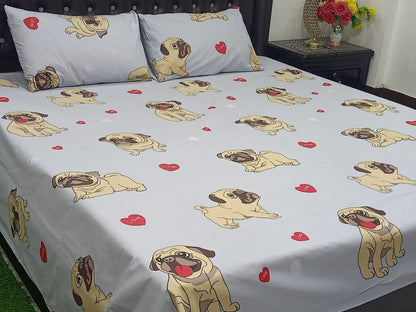 Premium Export Quality Pure Cotton Bedsheets Set: Full Printed 3-Piece Ensemble, 100% Cotton (76*68)
