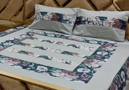 Exclusive Patchwork 3-Piece Bedsheets Set: King Size, Premium Quality Cotton/Satin/Percale Fabric