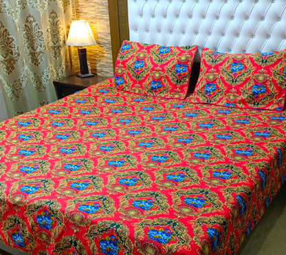 Luxurious 3D-Crystal Cotton Bedsheet Set: Lifetime Color and Fabric Guarantee, 3-Piece Bedding Ensemble