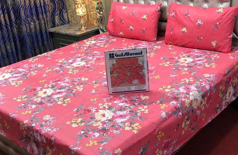 Premium Cotton Mix Bedding: Nishat/Gul Ahmed/Khaadi Collection - Full Printed 3pc King Size Bed Sheet Set